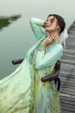 Unstitched 3 Piece Luxury Embroidered Lawn Dress Mushq Solace Unione - Image 8